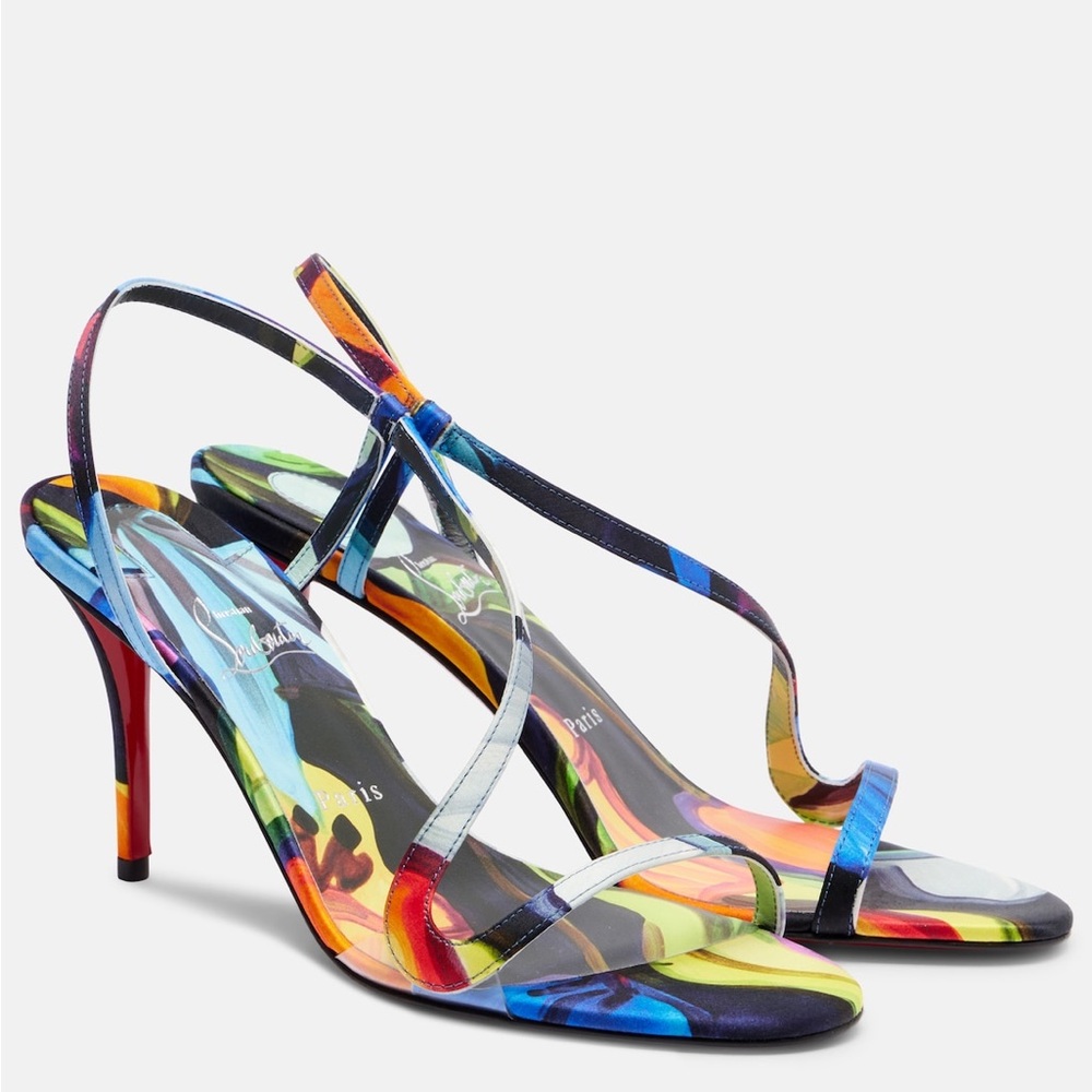 Christian Louboutin Vibrant Multicolor Heels 39 new rubber everlasting bottom - Picture 3 of 12